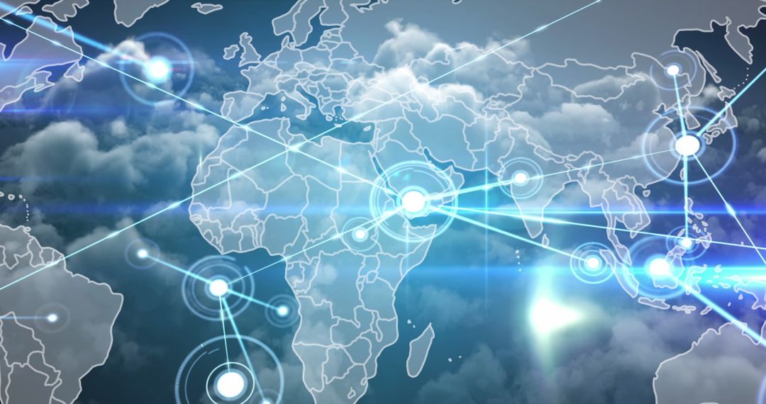 Global Digital Network Over World Map