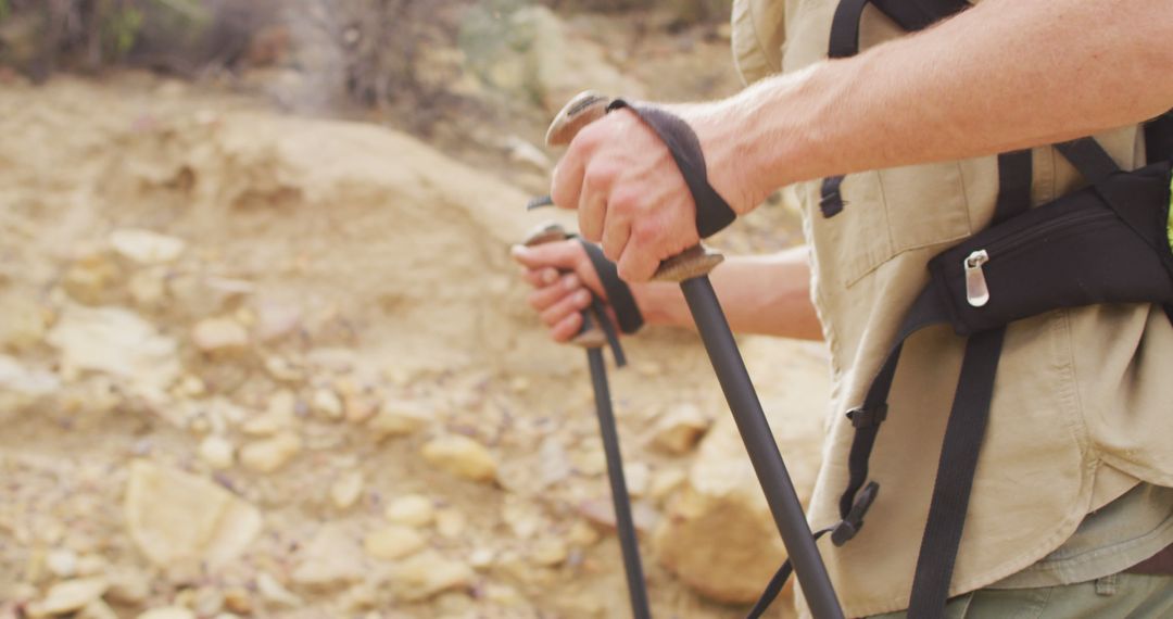 Hiker Using Trekking Poles on Rocky Trail - Free Images, Stock Photos and Pictures on Pikwizard.com