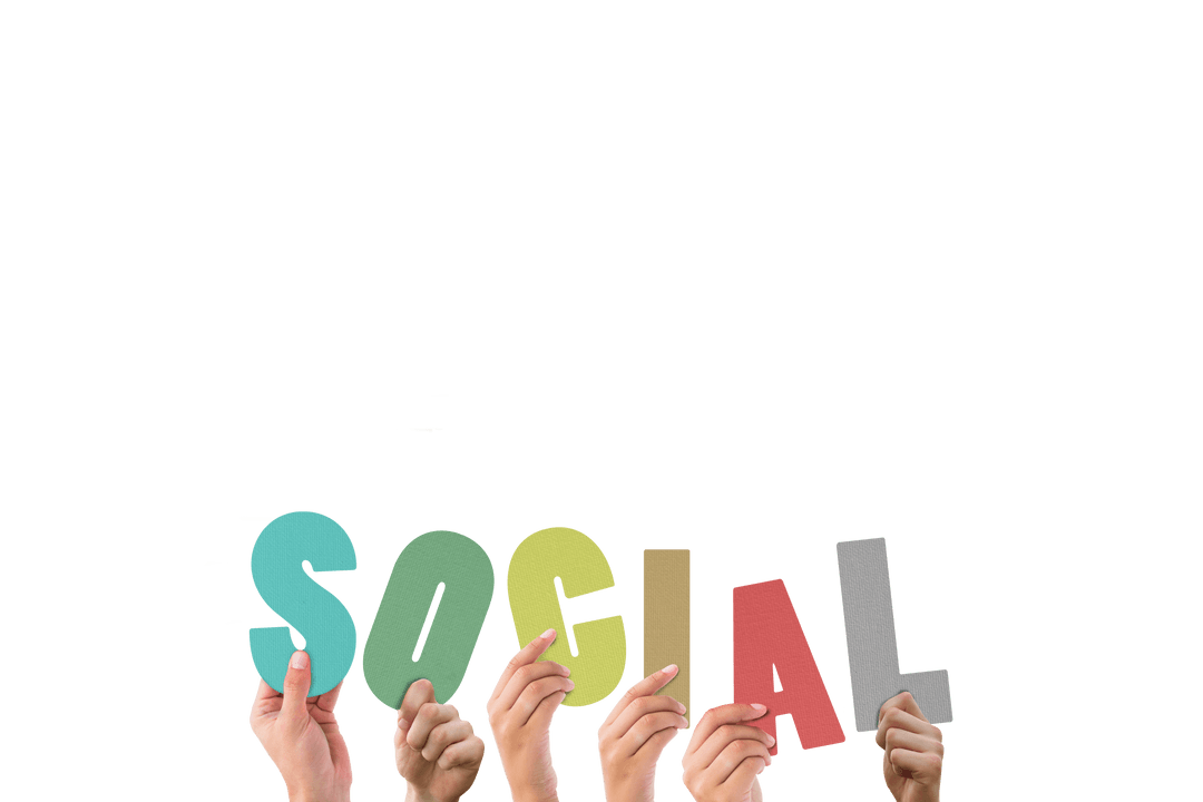 Hands Holding Cutout Cartoon Letters on Transparent Background