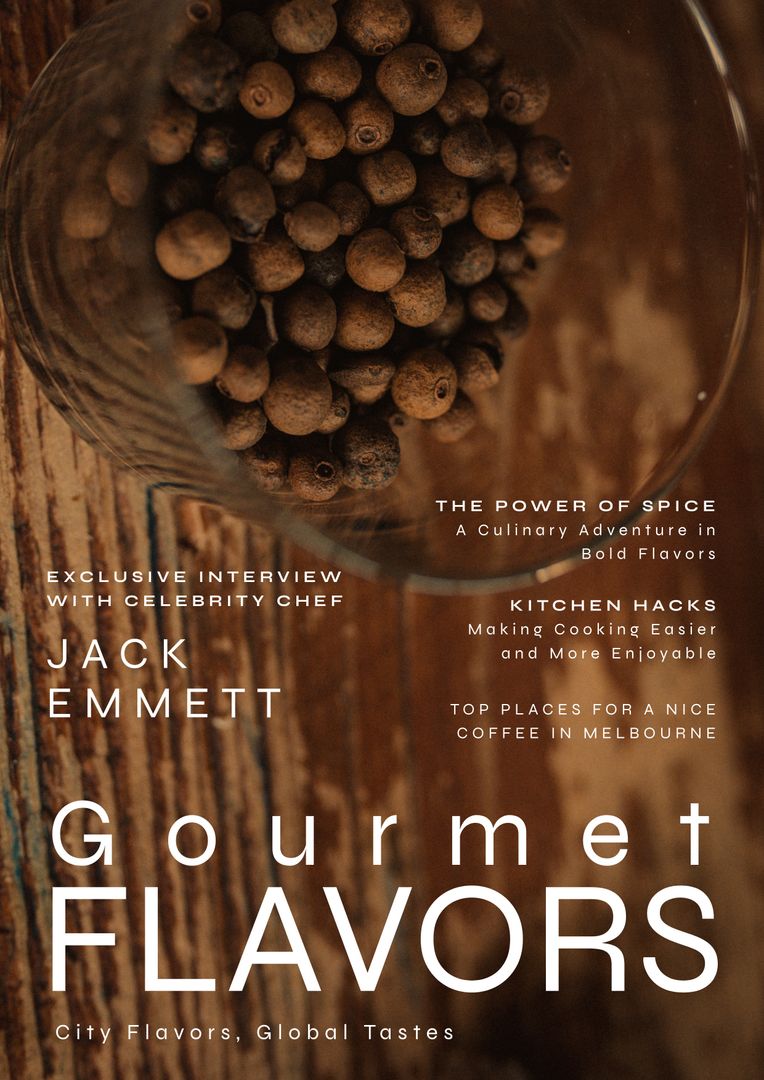 Gourmet Flavors Magazine Featuring Bold Spices and Unique Culinary Experiences - Download Free Stock Templates Pikwizard.com