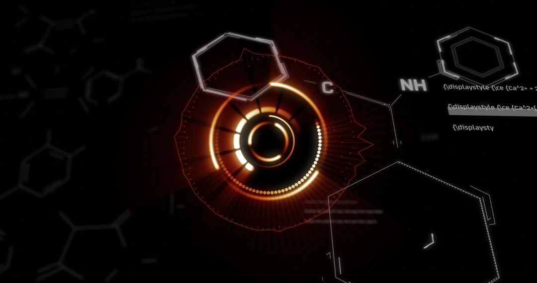 Futuristic Digital Interface Schematic Over Dark Background