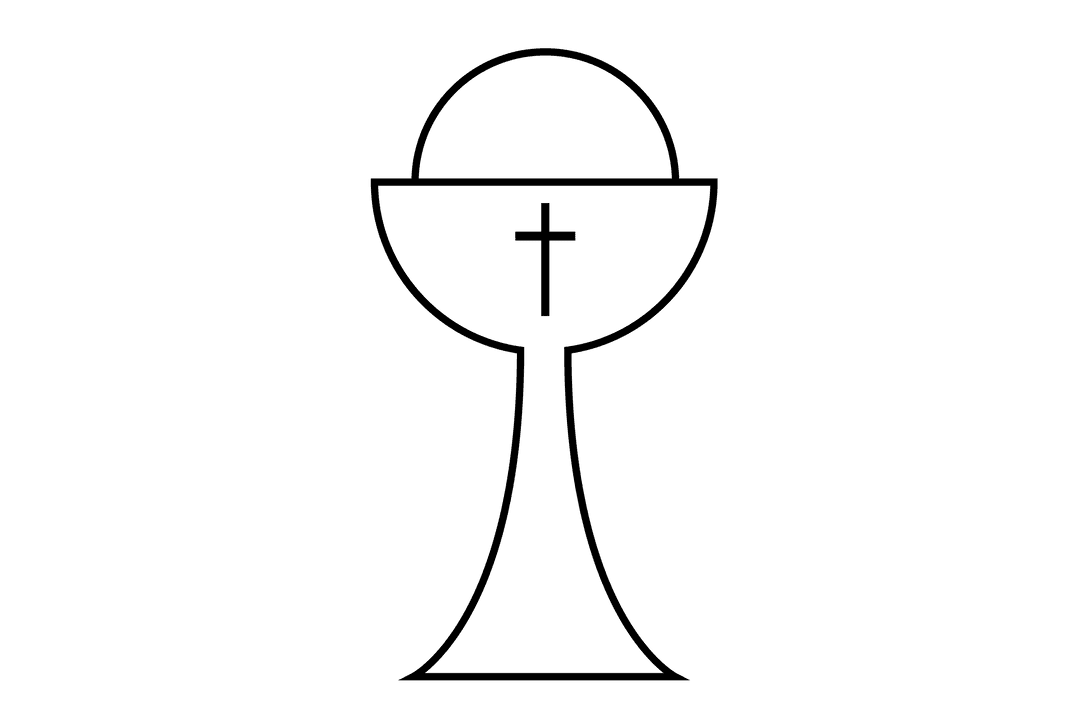 Black Cross with Semicircle on Transparent Background