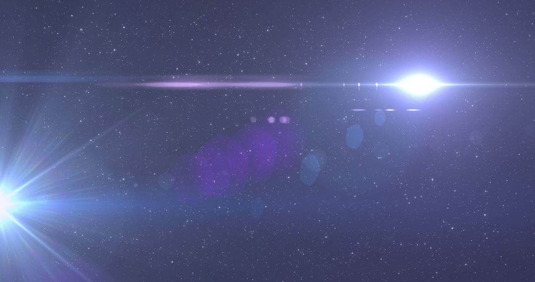 Glowing Blue Light in Glittering Starry Galaxy