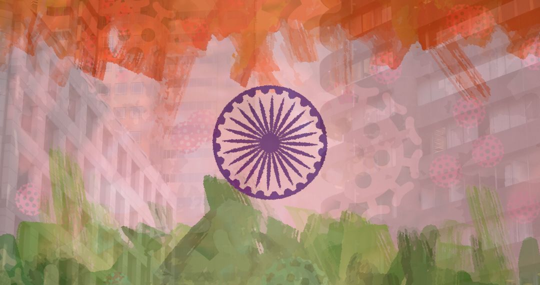 Indian National Flag with COVID-19 Symbol and Urban Skyline Overlay - Free Images, Stock Photos and Pictures on Pikwizard.com