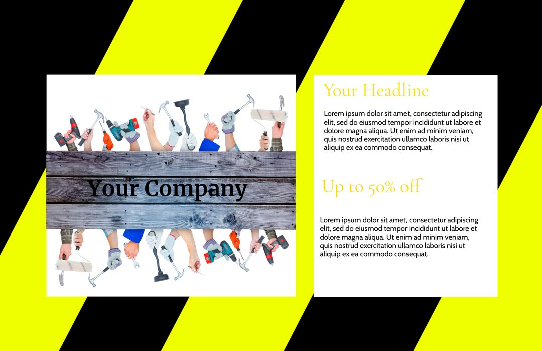 Marketing Template with Diverse Tools Motif Illustrating Versatility