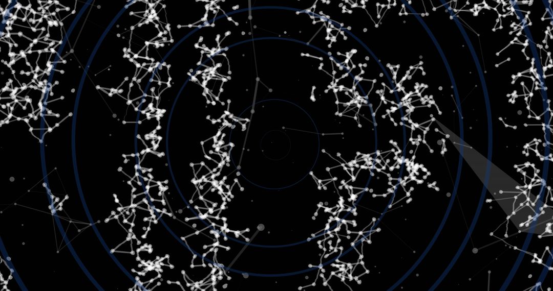 Futuristic Digital Network of Interconnected Nodes on Black Background