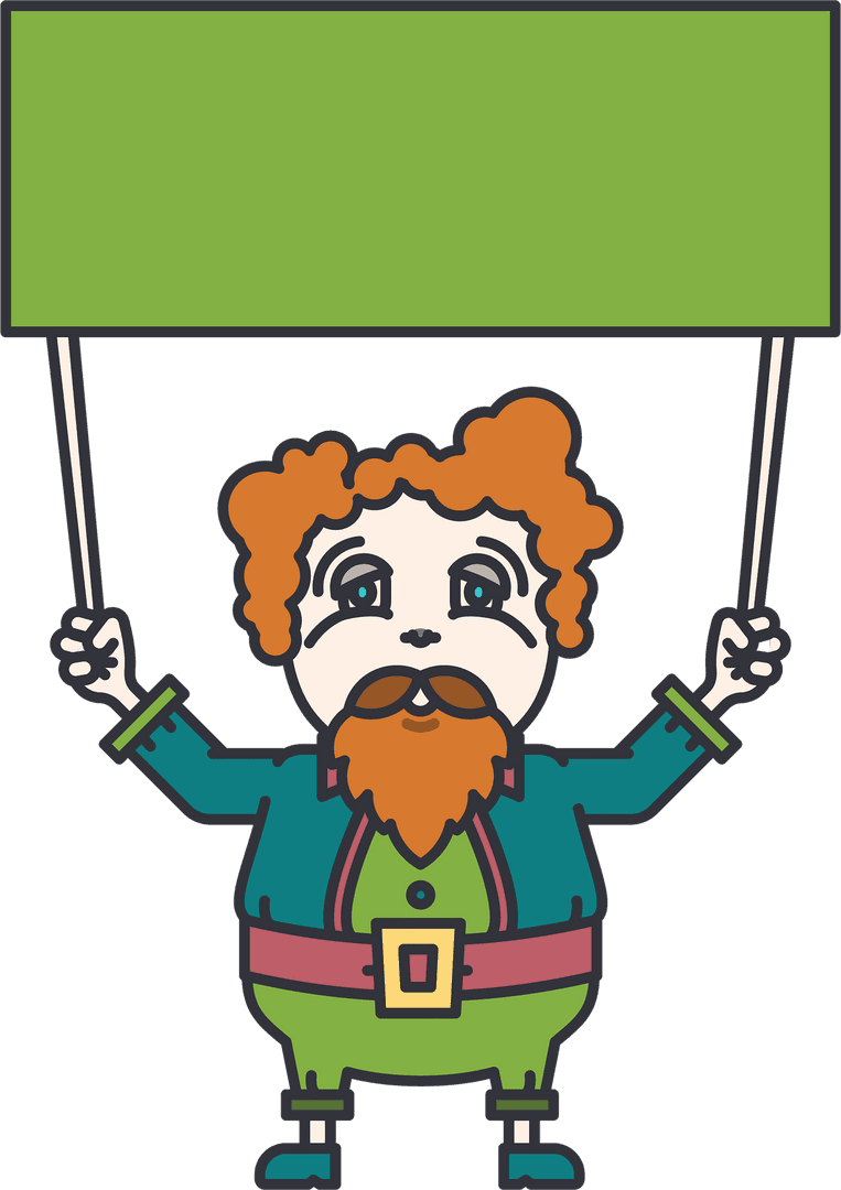 Ginger Character Holding Green Banner on Transparent Background: Vector Art