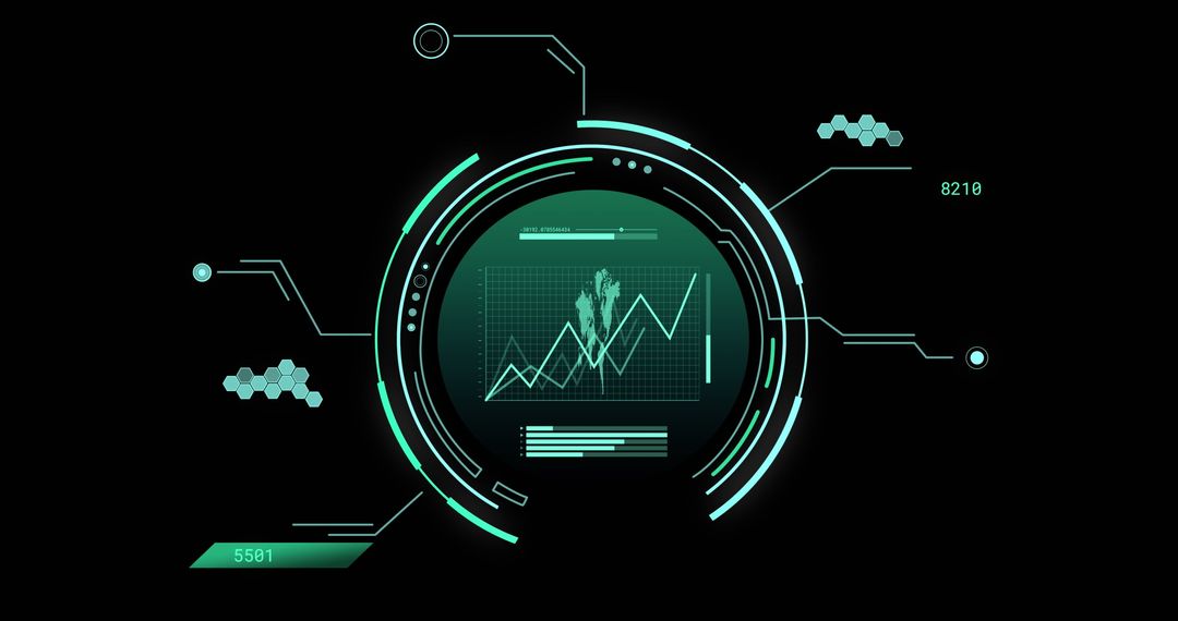 Futuristic Data Visualization Interface with Graphs