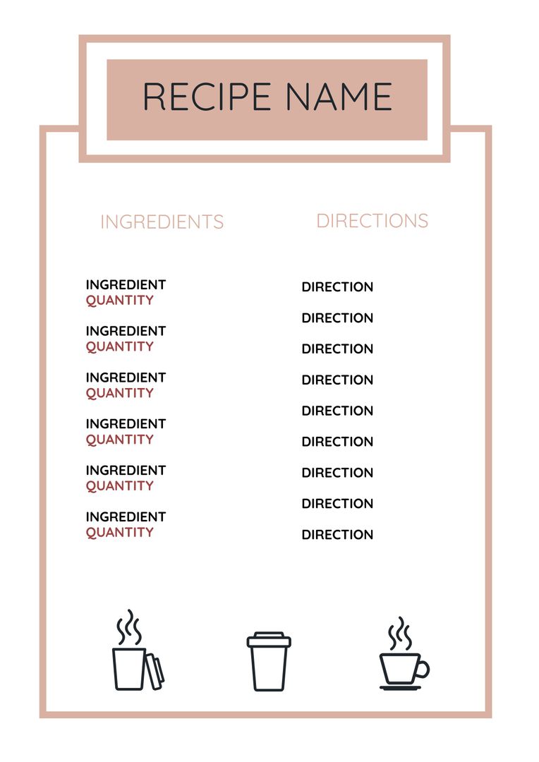 Minimalist Cooking Recipe Template with Icons