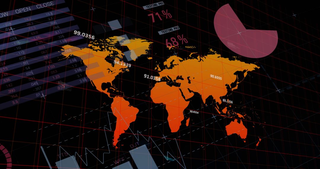 Digital Global Economy Analysis on World Map