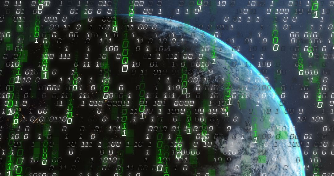 Binary Data Streams Flowing Over Earth in Digital Interface Simulation - Free Images, Stock Photos and Pictures on Pikwizard.com