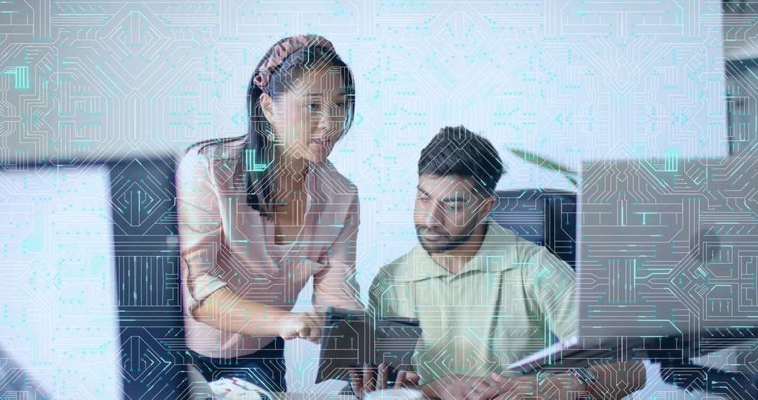 Tech Professionals Collaborating Over a Digital Tablet