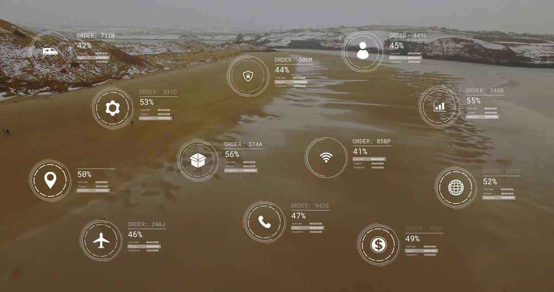 Digital Data Interface Over Coastal Beach