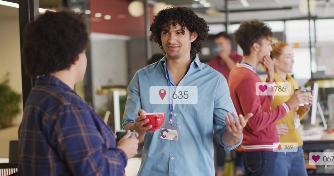 Coworkers Sharing Ideas with Digital Notifications Overlays