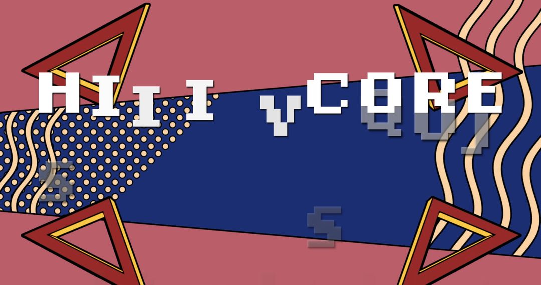 Modern Digital Art with Pixelated Text on Abstract Background