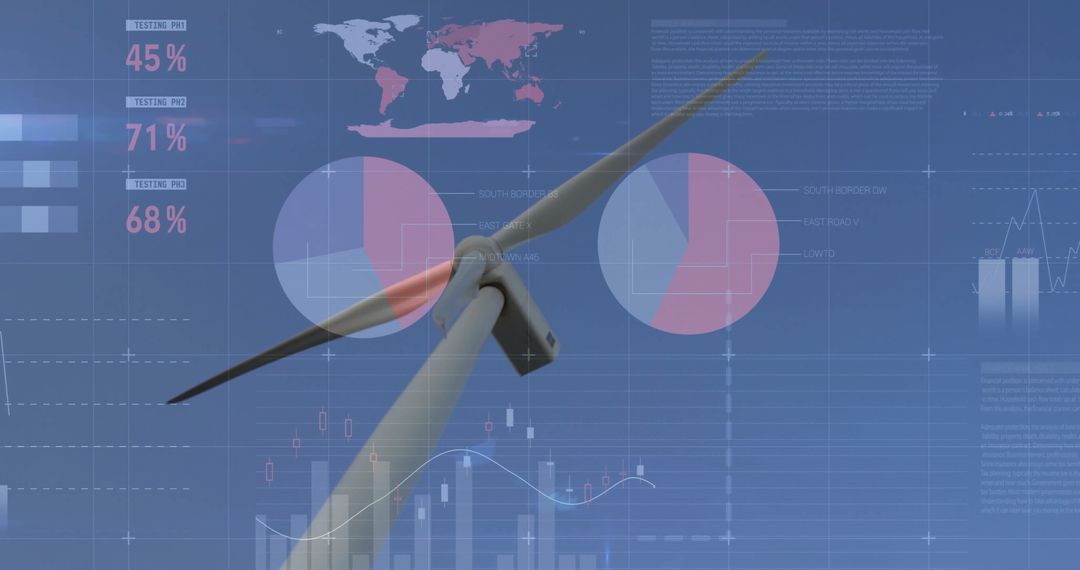 Wind Turbine with Digital Data Overlays on Renewable Energy