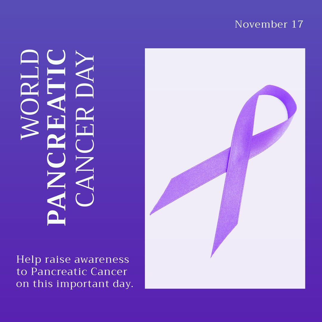 World Pancreatic Cancer Day Awareness Poster with Purple Ribbon