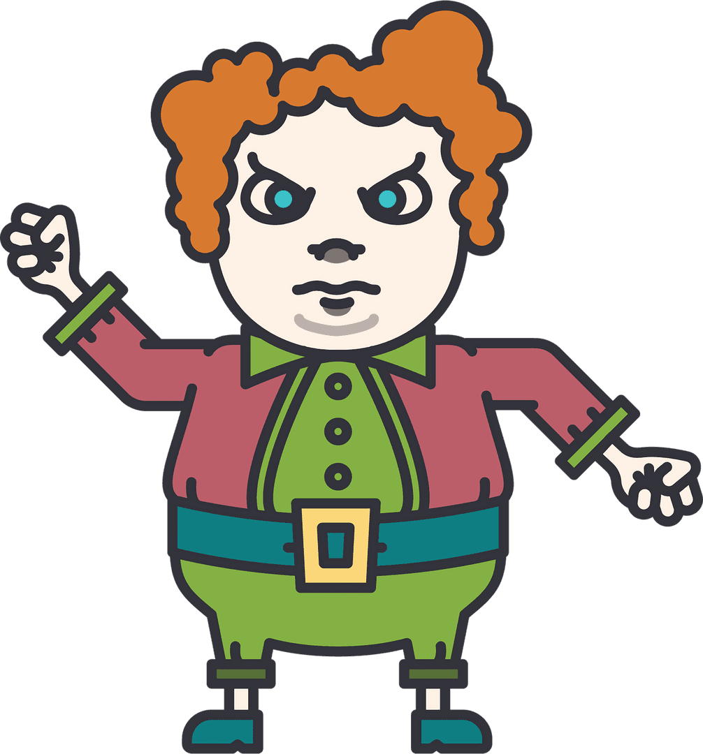 Angry Cartoon Character with Transparent Background