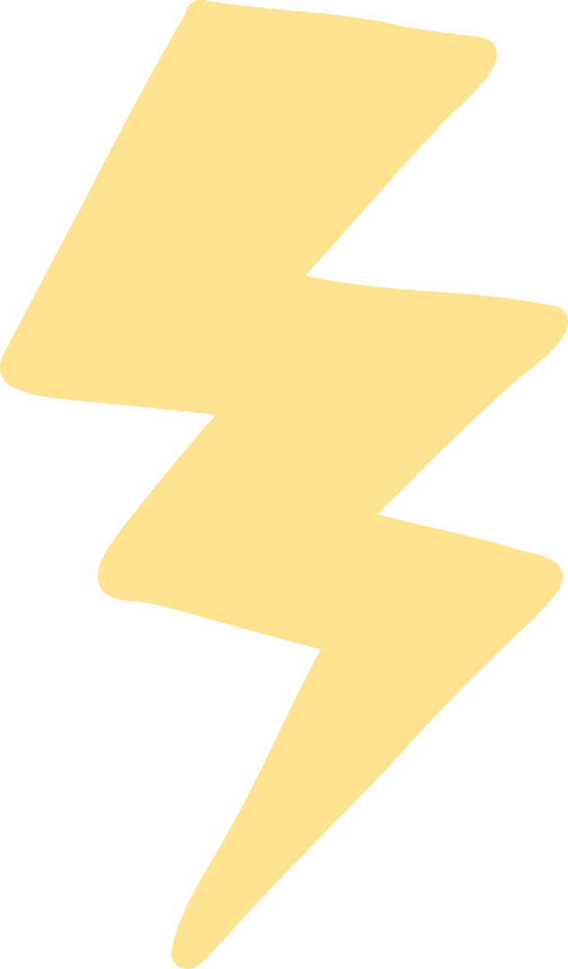 Stylized Yellow Lightning Bolt Icon on Transparent Background