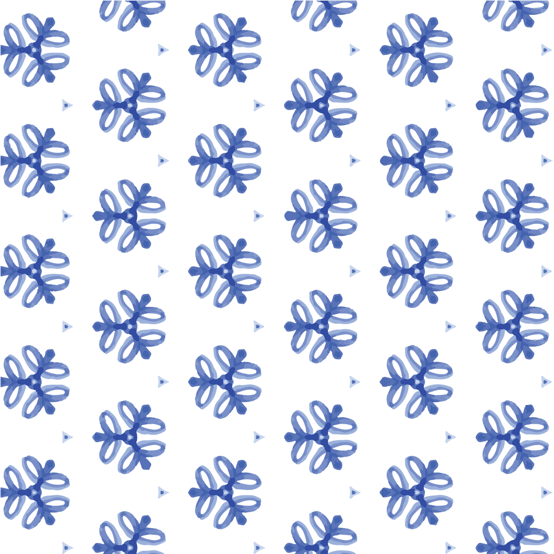 Blue Abstract Floral Pattern on Transparent Background