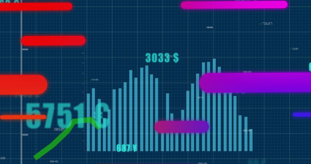 Digital Abstract Graph Showing Financial Growth and Currency Analysis
