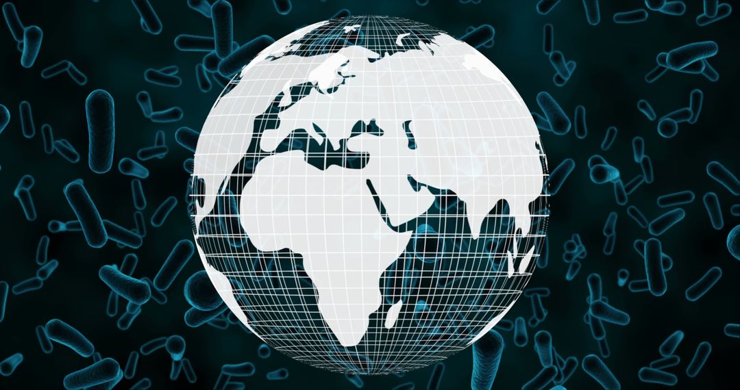 Global Health and Bacteria Concept with Digital Earth