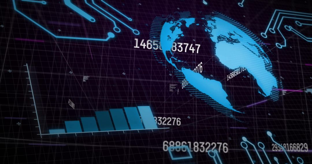 Digital Globe with Financial Data Overlay in Futuristic Design