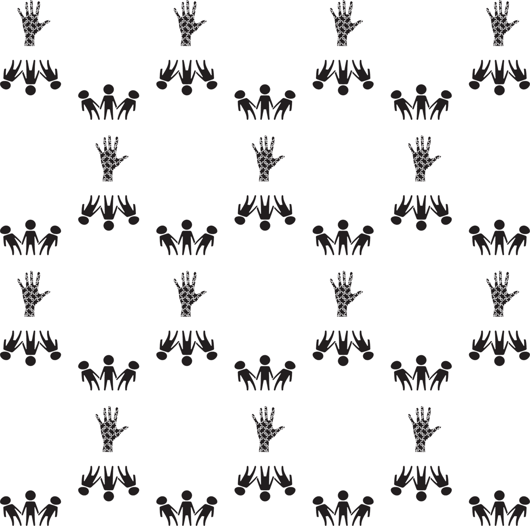 Black Hand Motif Pattern on Transparent Background