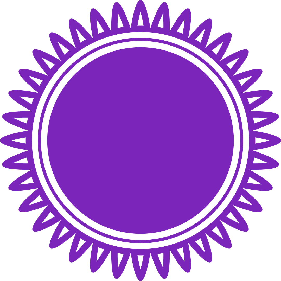 Vibrant Purple Sunburst Emblem Over Transparent Background