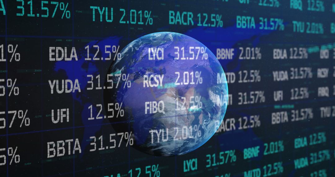 Global Financial Stock Data Projected on Earth with Networking Concept