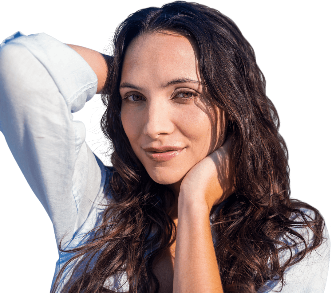 Caucasian Woman Smiling on Transparent Background Lifestyle Concept