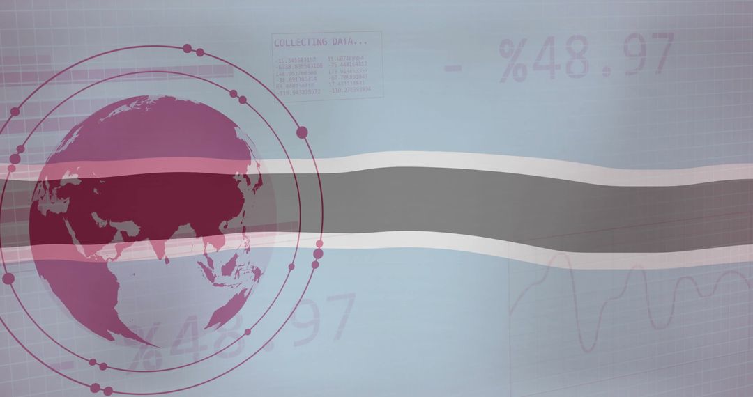 Botswana Flag Over Global Data Network & Economic Analysis Chart