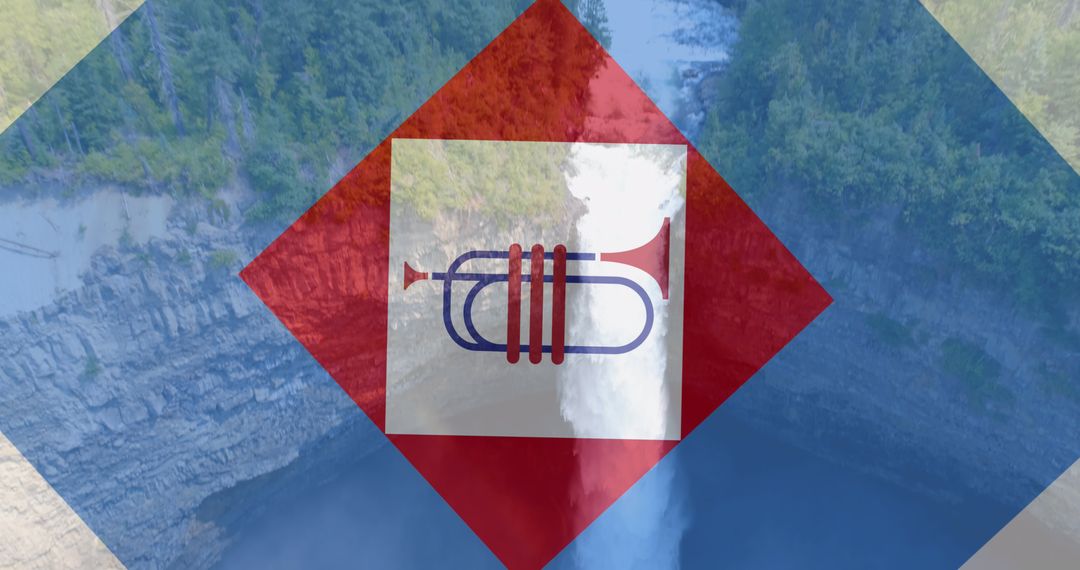 Patriotic Layers Over Waterfall Serene View