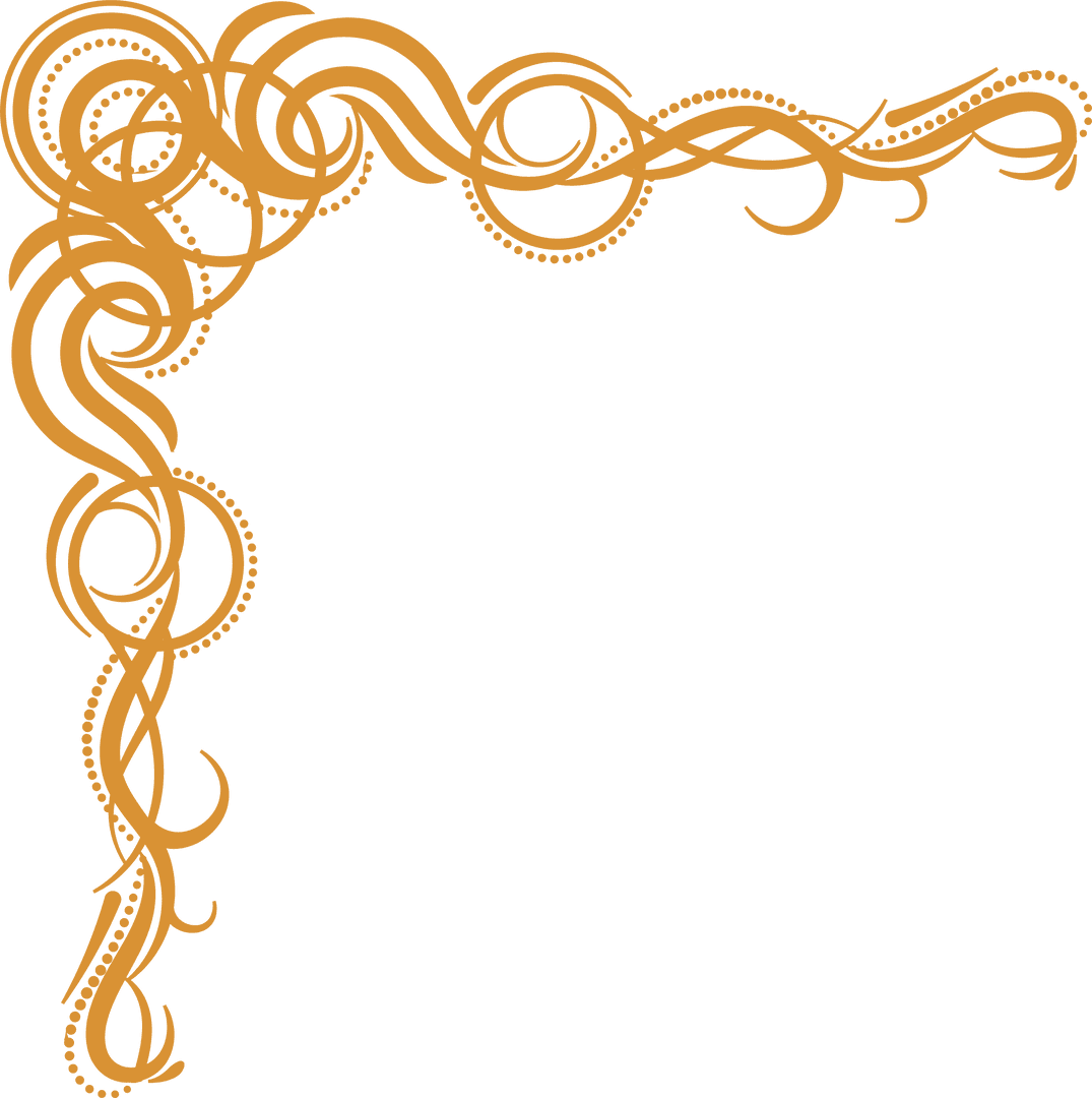 Ornate Golden Corner Flourish with Filigree Frame on Transparent Background