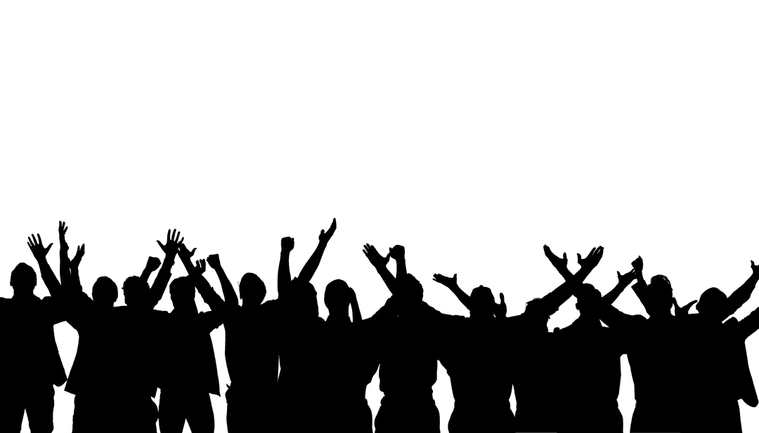 Silhouette of People in Motion on Transparent Background