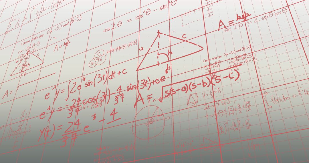 Mathematical Equations and Diagrams on Abstract Grid Background