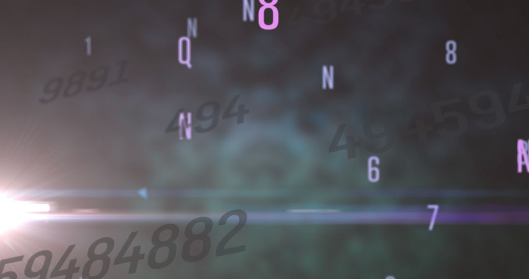 Abstract Digital Interface with Floating Numbers and Letters