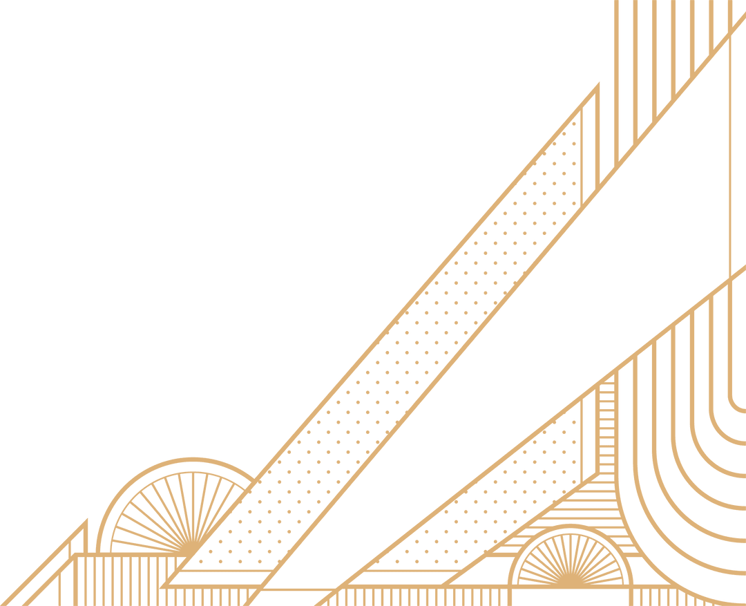 Geometric Golden Pattern with Arches on Transparent Background