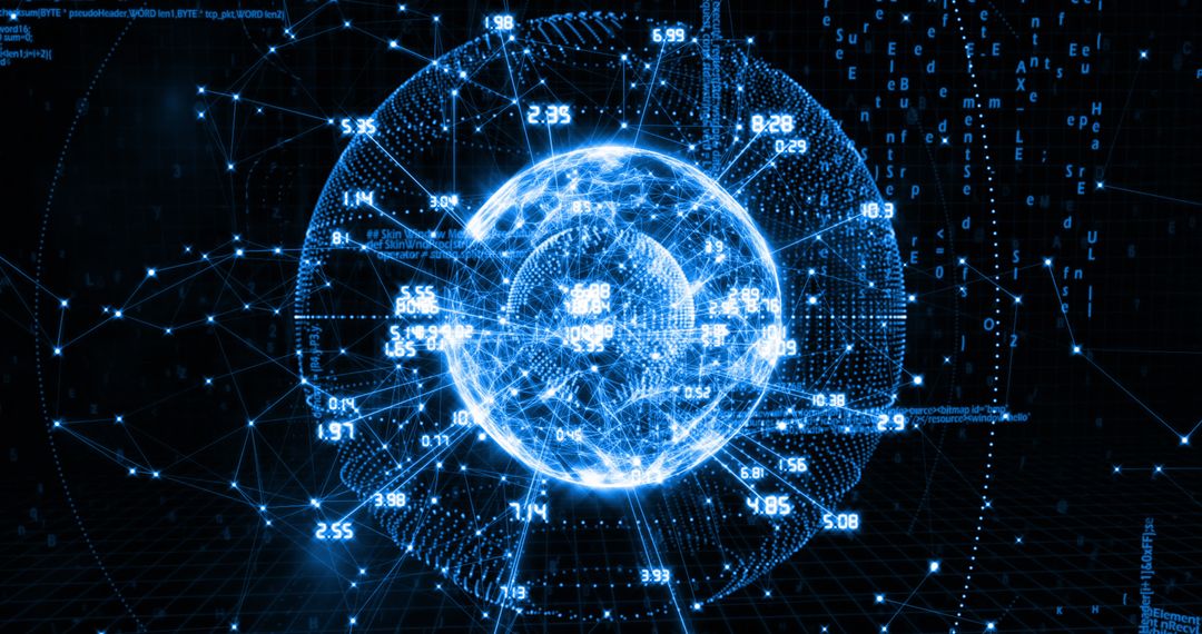 Global Digital Network with Spinning Data Globe