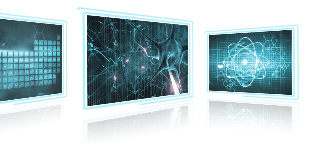 Futuristic Medical Data Processing Screens on Transparent Background