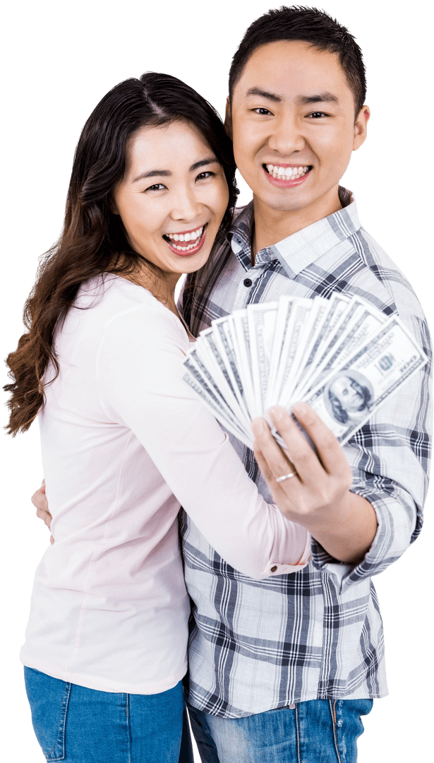 Transparent Image of Smiling Couple Holding Money - Download Free Stock Images Pikwizard.com