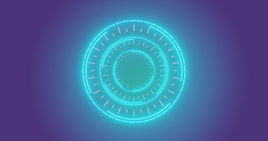 Futuristic Neon Scope Interface on Blue Background