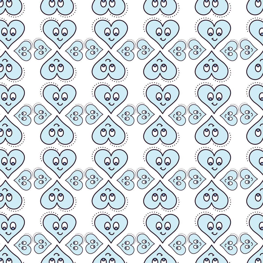 Cute Happy Hearts Pattern on Transparent Background