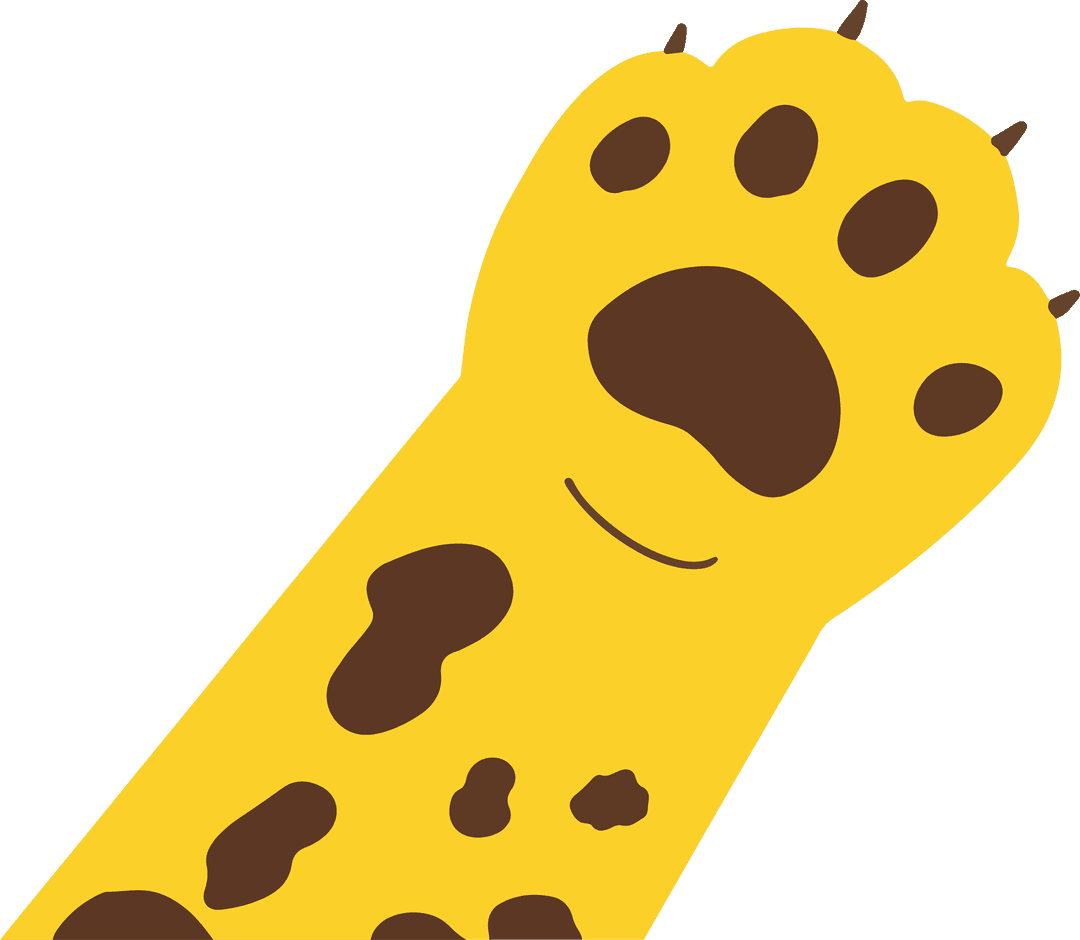 Cartoon Spotted Feline Paw on Transparent Background