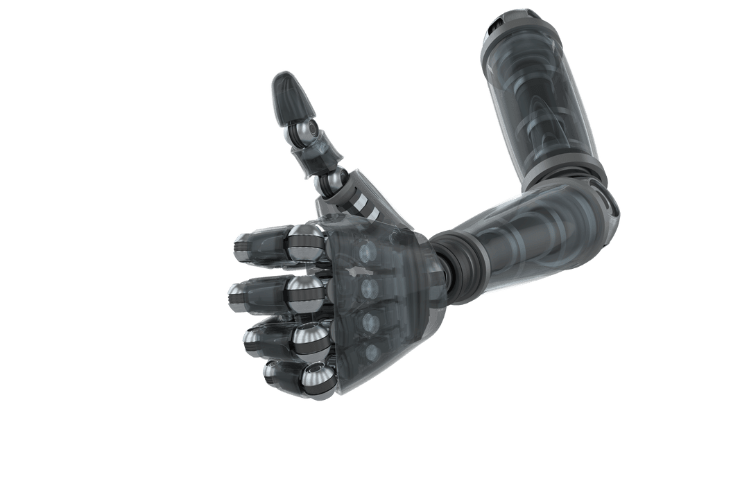 Transparent Cyborg Hand Giving Thumbs Up Gesture