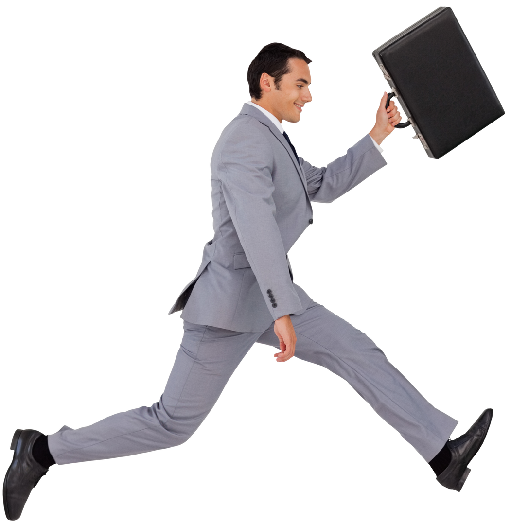 Transparent Businessman Running with Suitcase to Represent Urgency - Download Free Stock Images Pikwizard.com