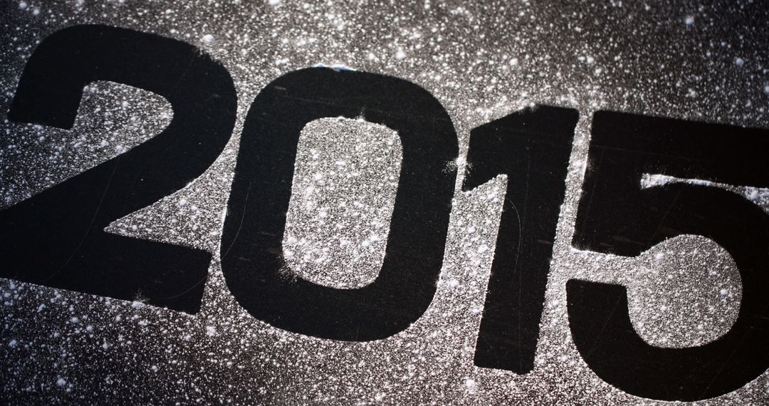 Close-Up of 2015 in Glittery Silver Background - Free Images, Stock Photos and Pictures on Pikwizard.com