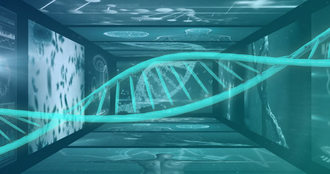 Digital DNA Strand in Futuristic Biotechnology Setting