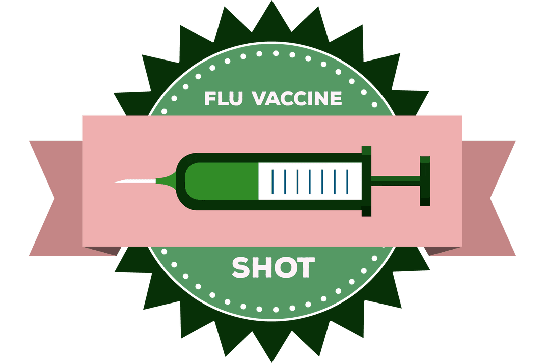 Transparent Badge with Flu Vaccine Shot Illustration Vector