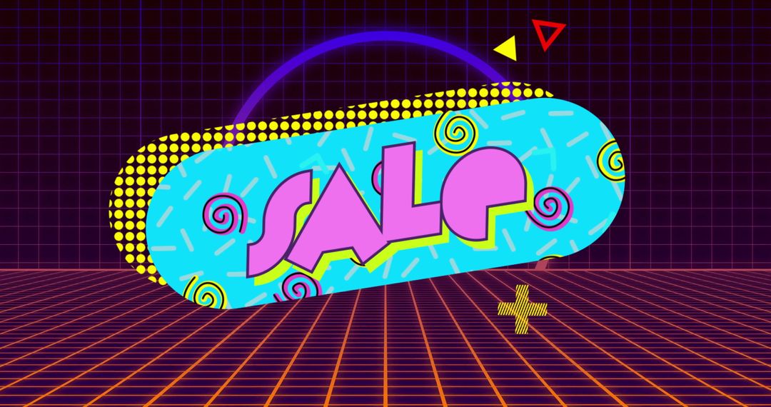 Retro Futuristic Pop-Art SALE Design with Neon Elements